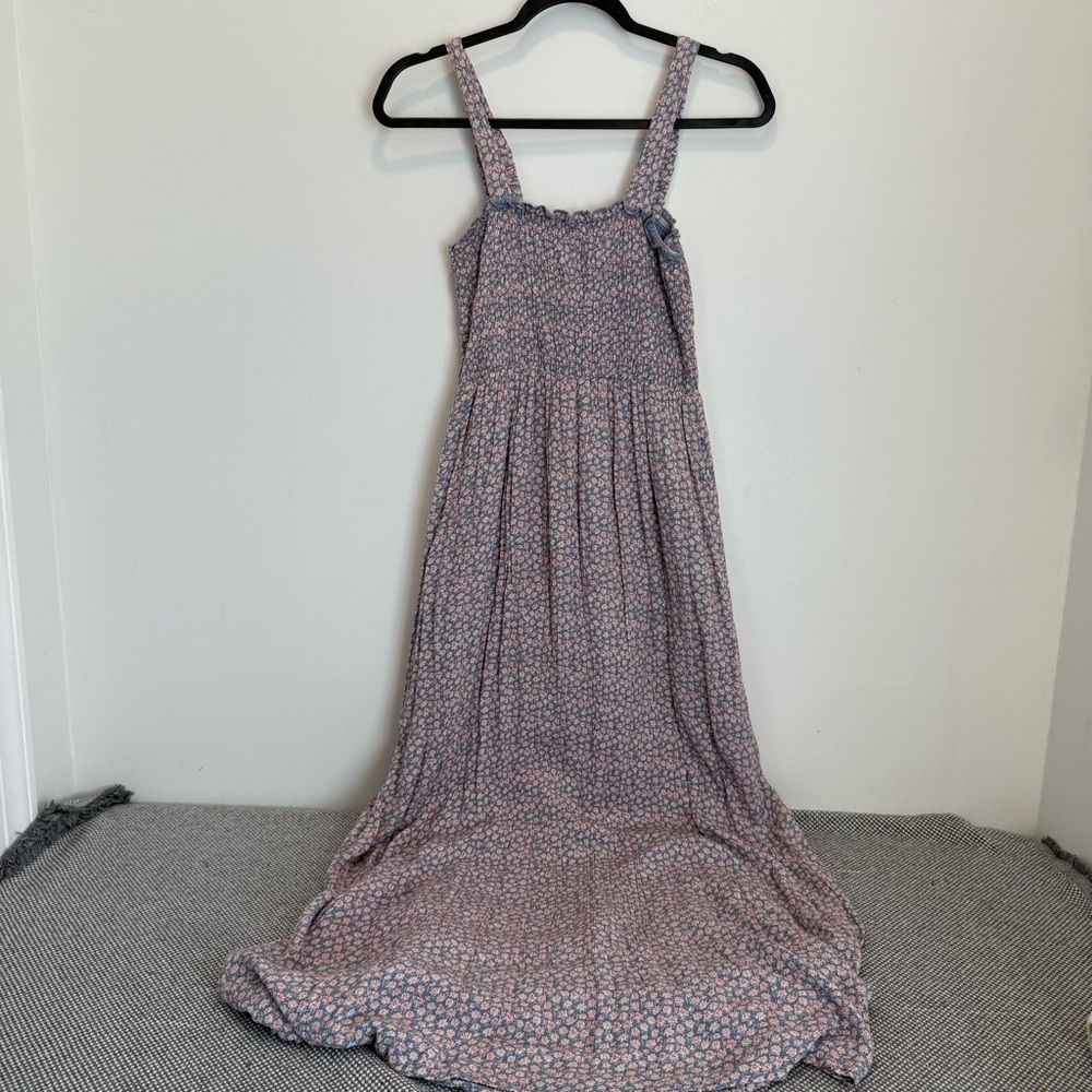 Floral Square-Neck Maxi Dress in Dusty Pink